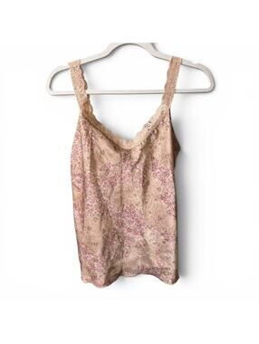 JKLA California tank top camisole floral lace pink vintage women's L EUC